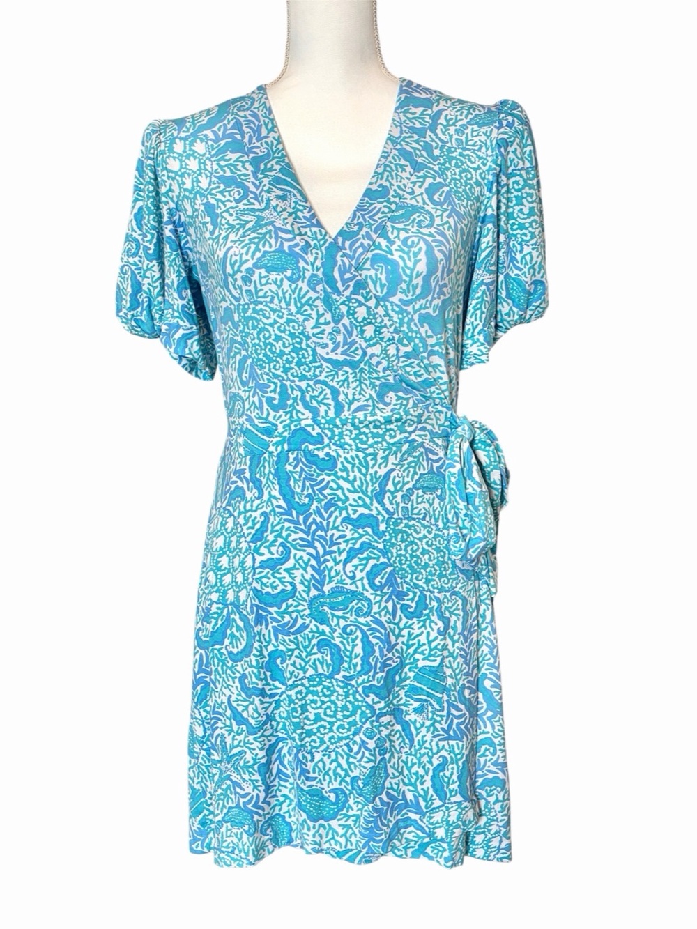 Lily Pulitzer Sailynn Short-Sleeve Wrap Romper Goombay Grooves Print Size M